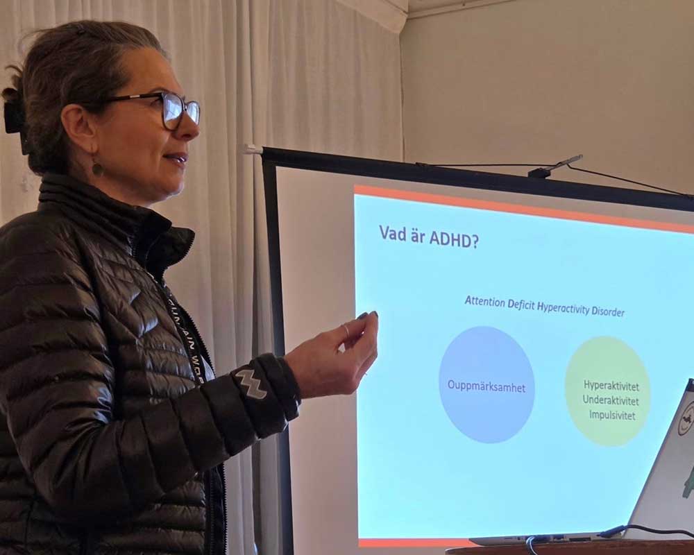 Sylwia som står och håller en föreläsning